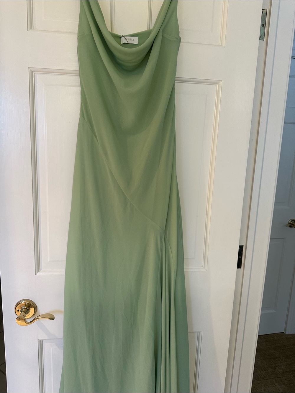 MESHKI Aurelia Chiffon Maxi Dress Sage Green Size M NWT
